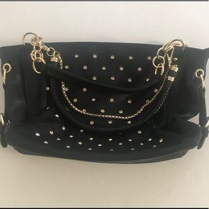 Black & gold rhinestone Satchel